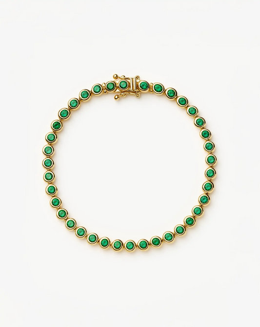 Tennis Round Bracelet | 18ct Gold Vermeil/Emerald Green Nano-crystal Bracelets Missoma 