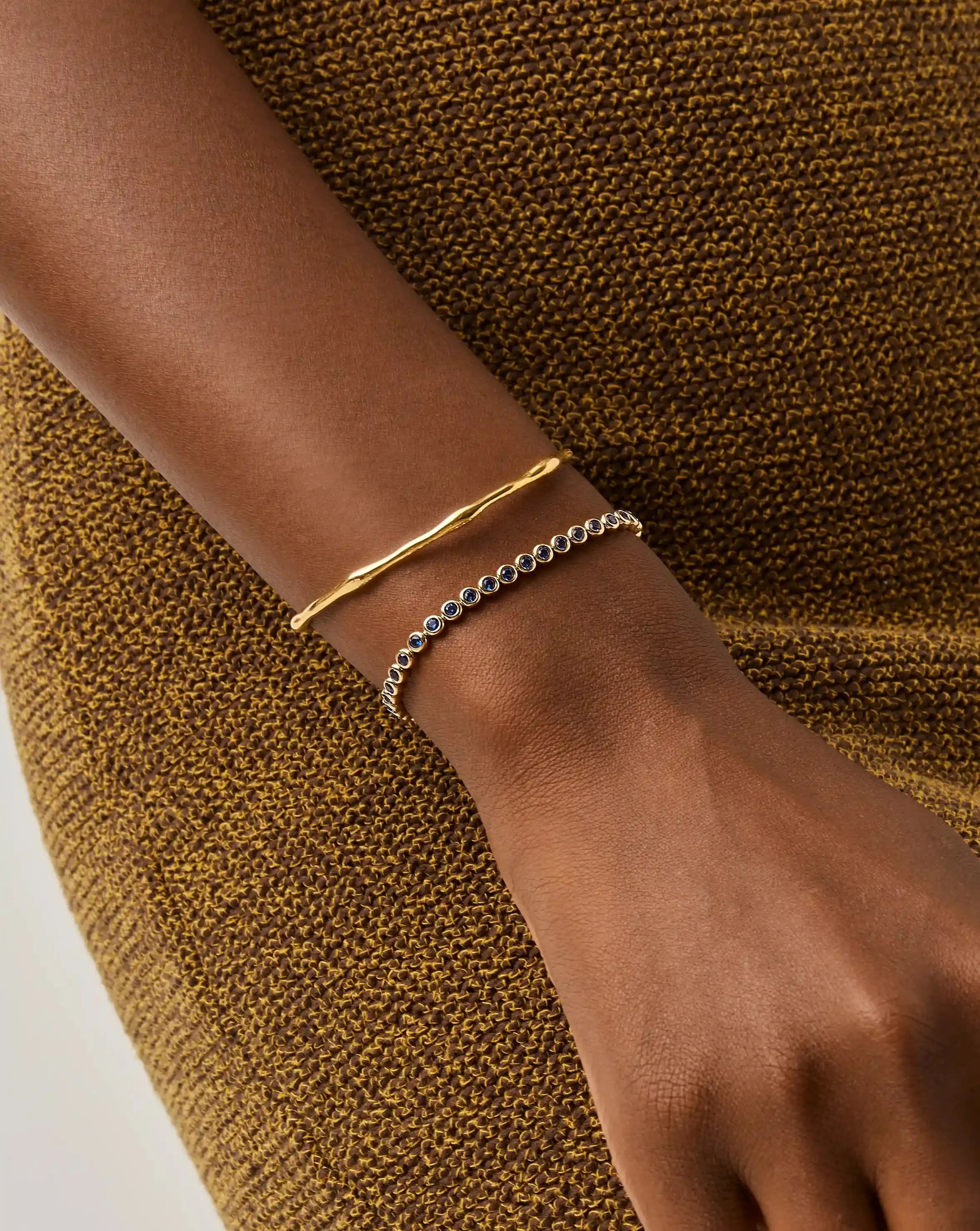 Tennis Round Bracelet | 18ct Gold Vermeil/Sapphire Blue Nano-crystal Bracelets Missoma 