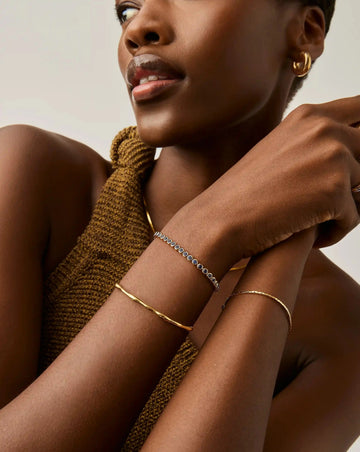 Tennis Round Bracelet | 18ct Gold Vermeil/Sapphire Blue Nano-crystal Bracelets Missoma 