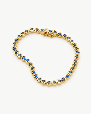 Tennis Round Bracelet | 18ct Gold Vermeil/Sapphire Blue Nano-crystal Bracelets Missoma 