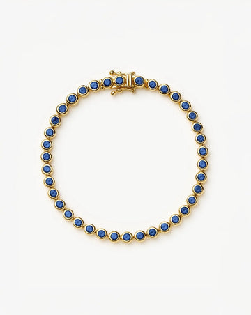 Tennis Round Bracelet | 18ct Gold Vermeil/Sapphire Blue Nano-crystal Bracelets Missoma 