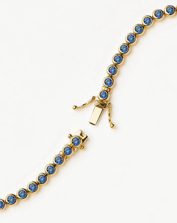 Tennis Round Bracelet | 18ct Gold Vermeil/Sapphire Blue Nano-crystal Bracelets Missoma 
