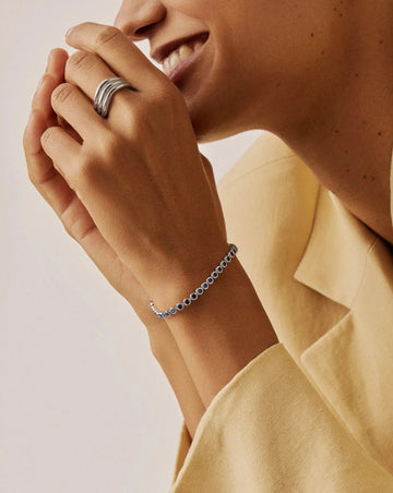 Tennis Round Bracelet | Sterling Silver/Sapphire Blue Nano-crystal Bracelets Missoma 