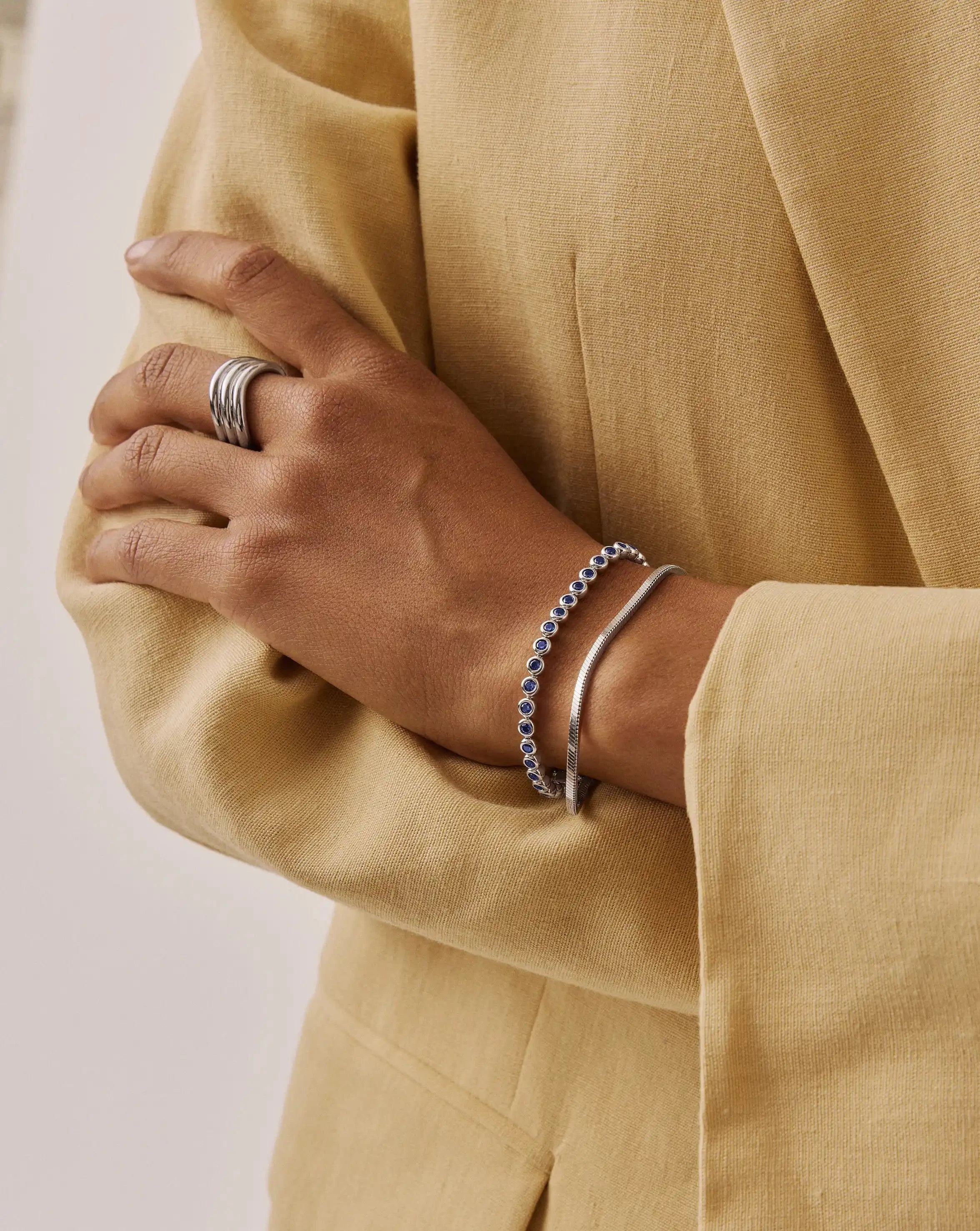 Tennis Round Bracelet | Sterling Silver/Sapphire Blue Nano-crystal Bracelets Missoma 