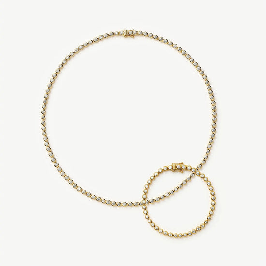 Tennis Round Necklace & Bracelet Set | 18ct Gold Plated/18ct Gold Vermeil/Cubic Zirconia Bracelets Missoma 