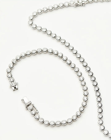 Tennis Round Necklace & Bracelet Set | Silver Plated/Sterling Silver/Cubic Zirconia Bracelets Missoma 