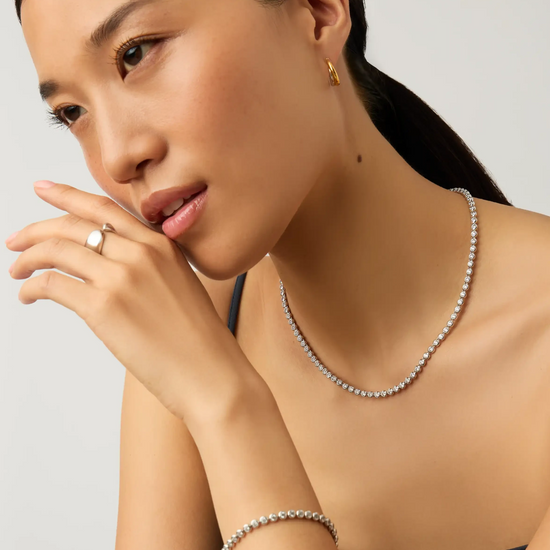 Tennis Round Necklace & Bracelet Set | Silver Plated/Sterling Silver/Cubic Zirconia Bracelets Missoma 