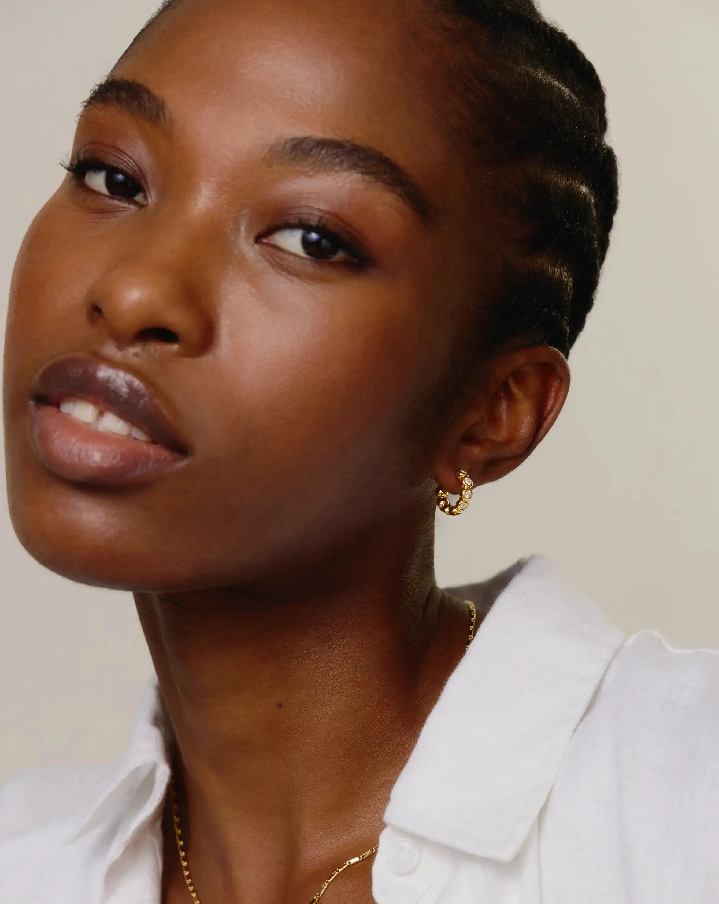 Tennis Small Hoop Earrings | 18ct Gold Plated Cubic Zirconia Earrings Missoma 