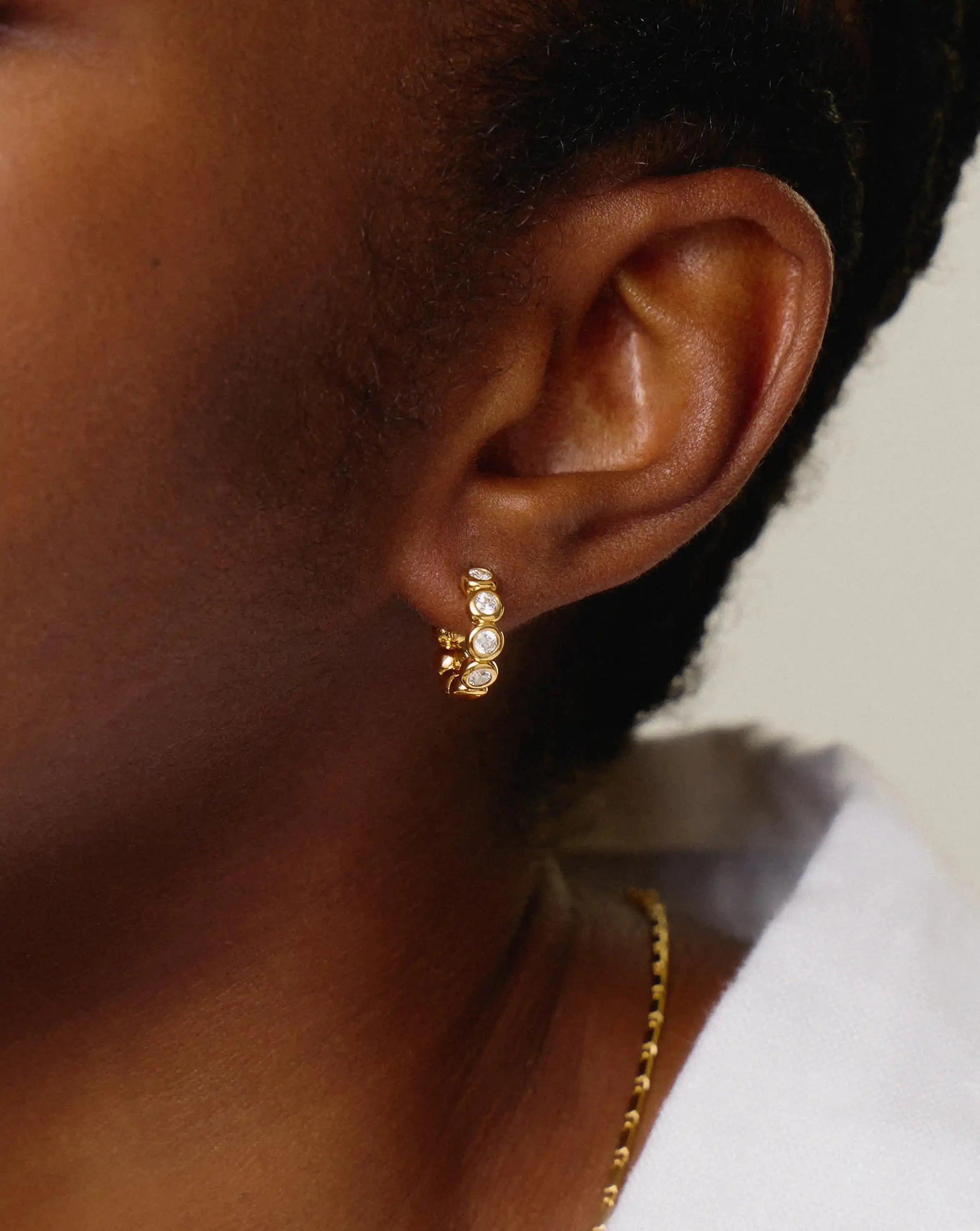 Tennis Small Hoop Earrings | 18ct Gold Plated Cubic Zirconia Earrings Missoma 