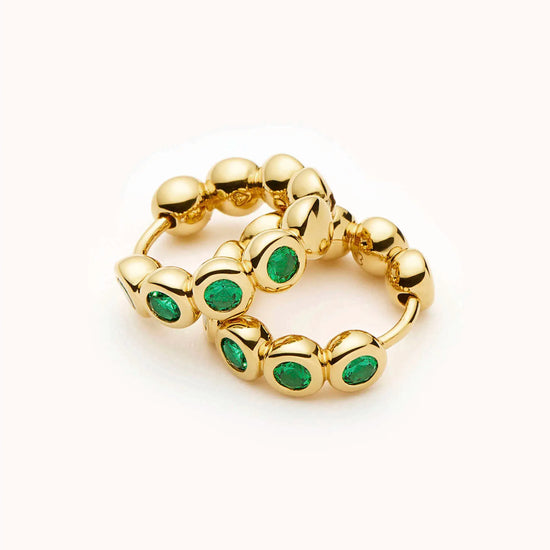 Tennis Small Hoop Earrings | 18ct Gold Plated/Emerald Green Nano-crystal Earrings Missoma 