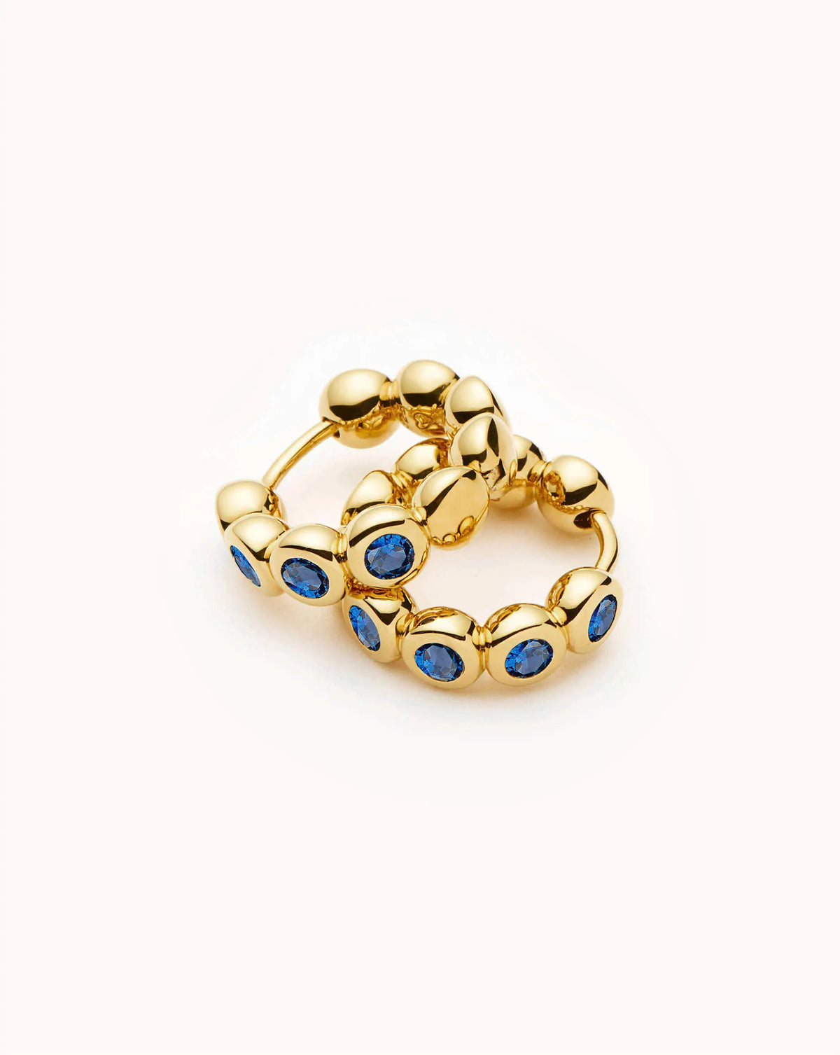 Tennis Small Hoop Earrings | 18ct Gold Plated/Sapphire Blue Nano-crystal Earrings Missoma 