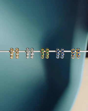Tennis Small Hoop Earrings | 18ct Gold Vermeil/Sapphire Blue Nano-crystal Earrings Missoma 
