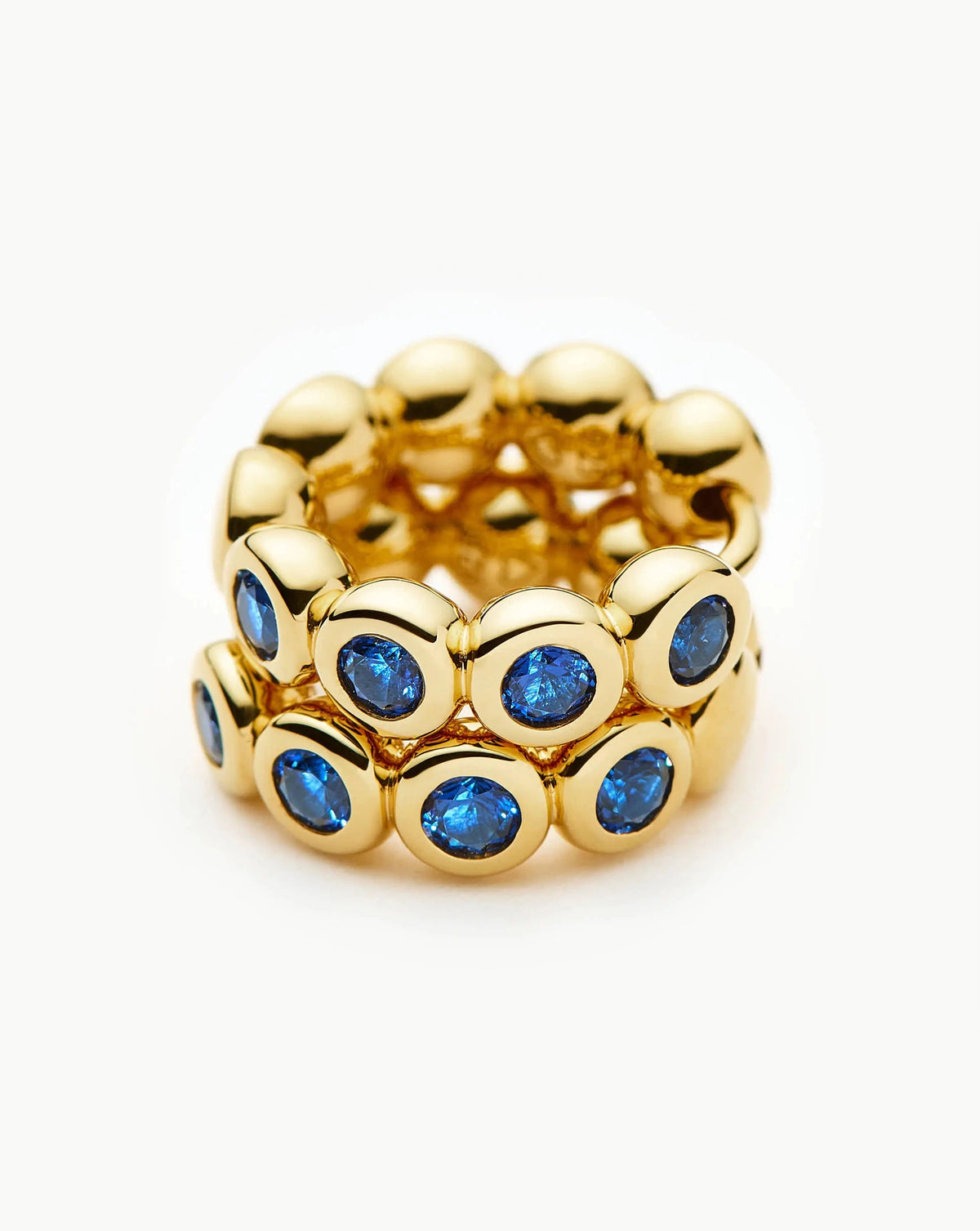 Tennis Small Hoop Earrings | 18ct Gold Vermeil/Sapphire Blue Nano-crystal Earrings Missoma 