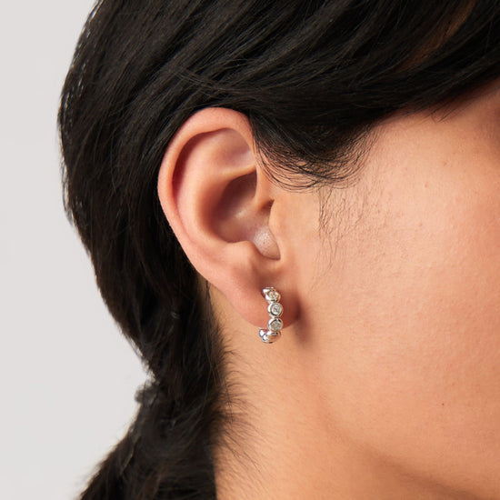 Tennis Small Hoop Earrings| Sterling Silver Cubic Zirconia Earrings Missoma 