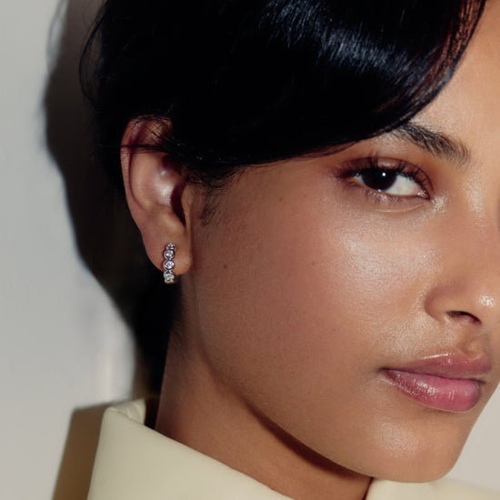 Tennis Small Hoop Earrings| Sterling Silver Cubic Zirconia Earrings Missoma 