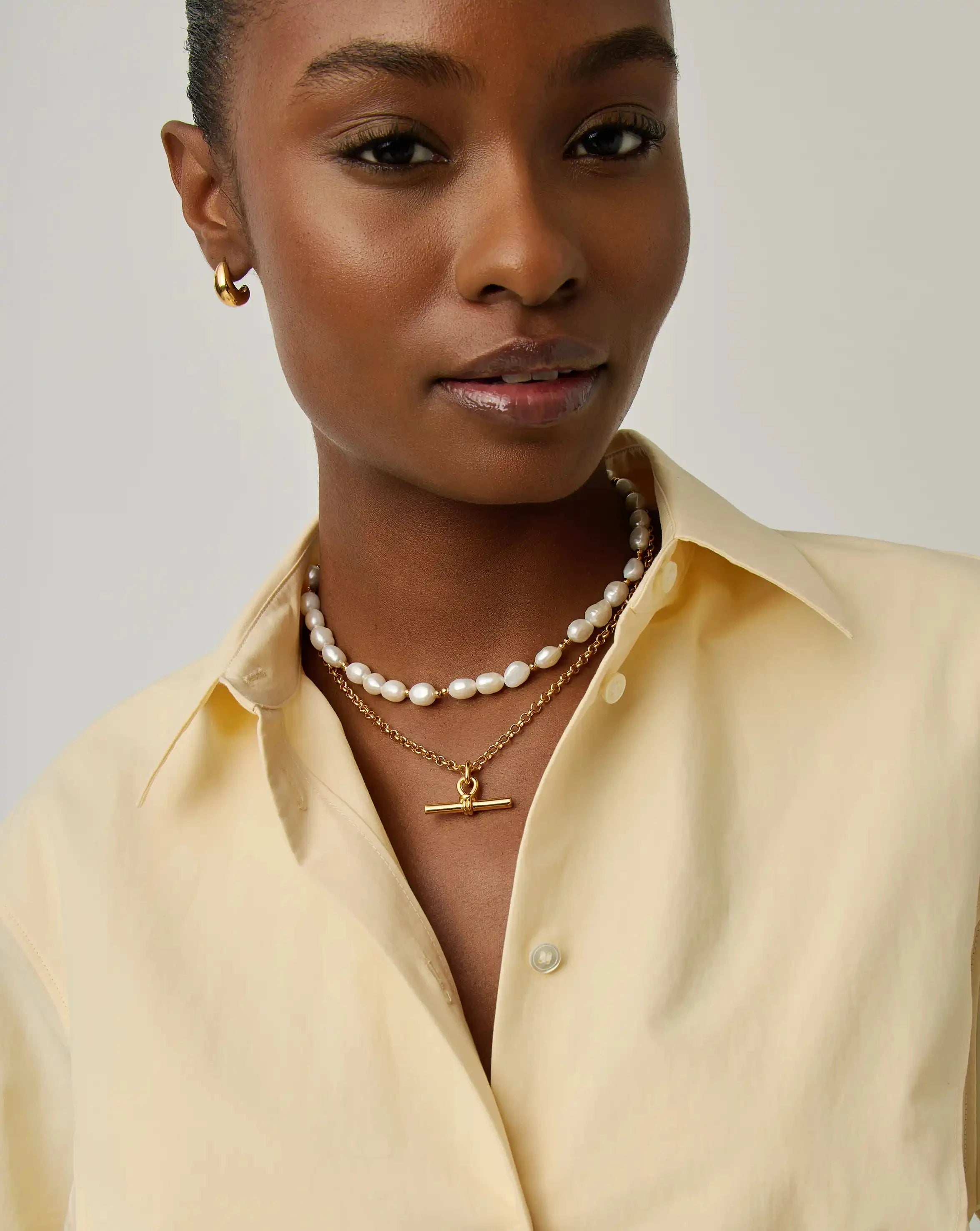 The Andy T-Bar Necklace Set | 18ct Gold Plated/Pearl Necklaces Missoma 
