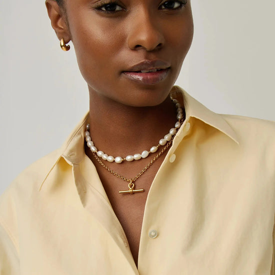 The Andy T-Bar Necklace Set | 18ct Gold Plated/Pearl Necklaces Missoma 
