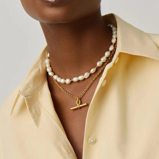 The Andy T-Bar Necklace Set | 18ct Gold Plated/Pearl Necklaces Missoma 