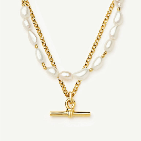 The Andy T-Bar Necklace Set | 18ct Gold Plated/Pearl Necklaces Missoma 