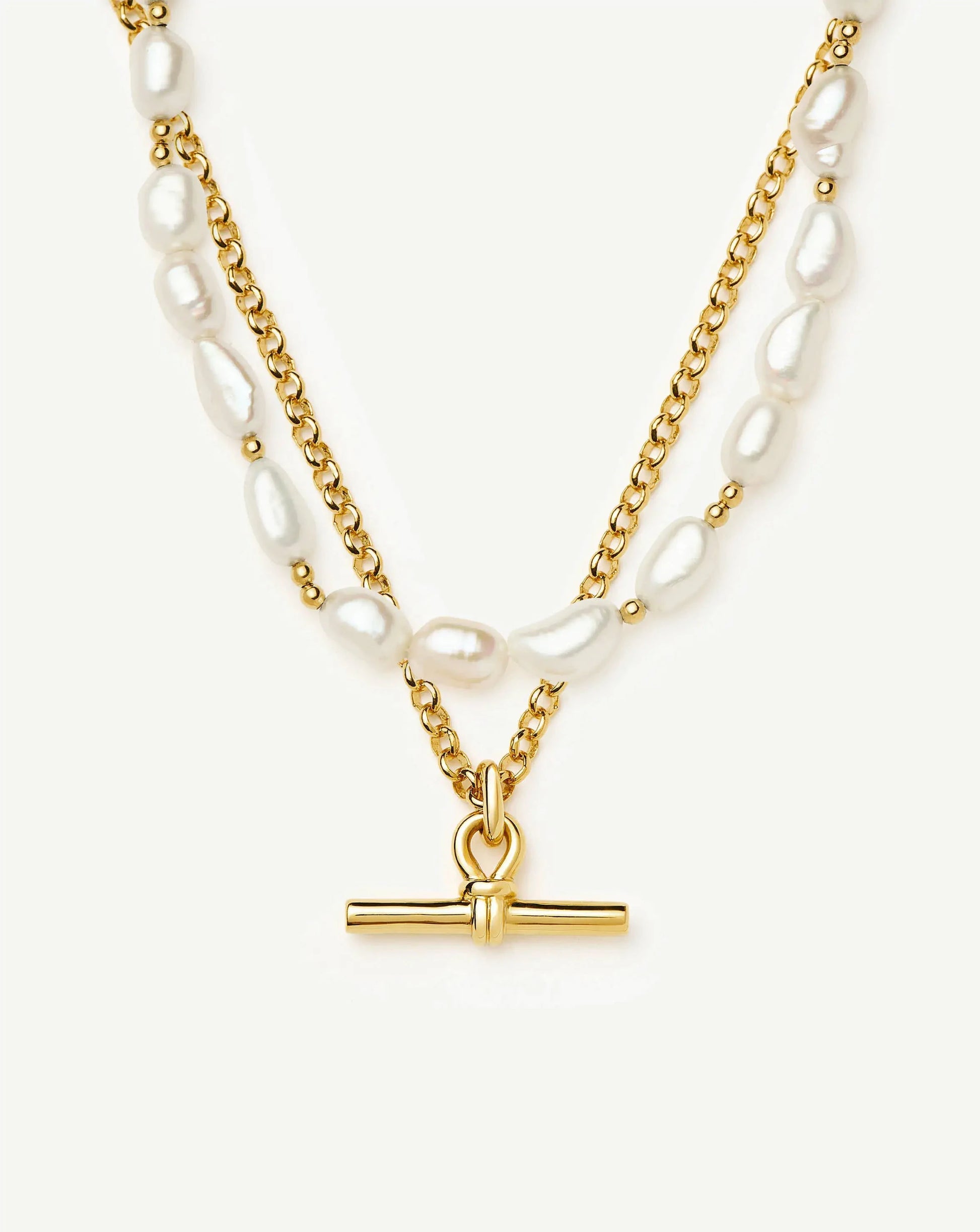 The Andy T-Bar Necklace Set | 18ct Gold Plated/Pearl Necklaces Missoma 
