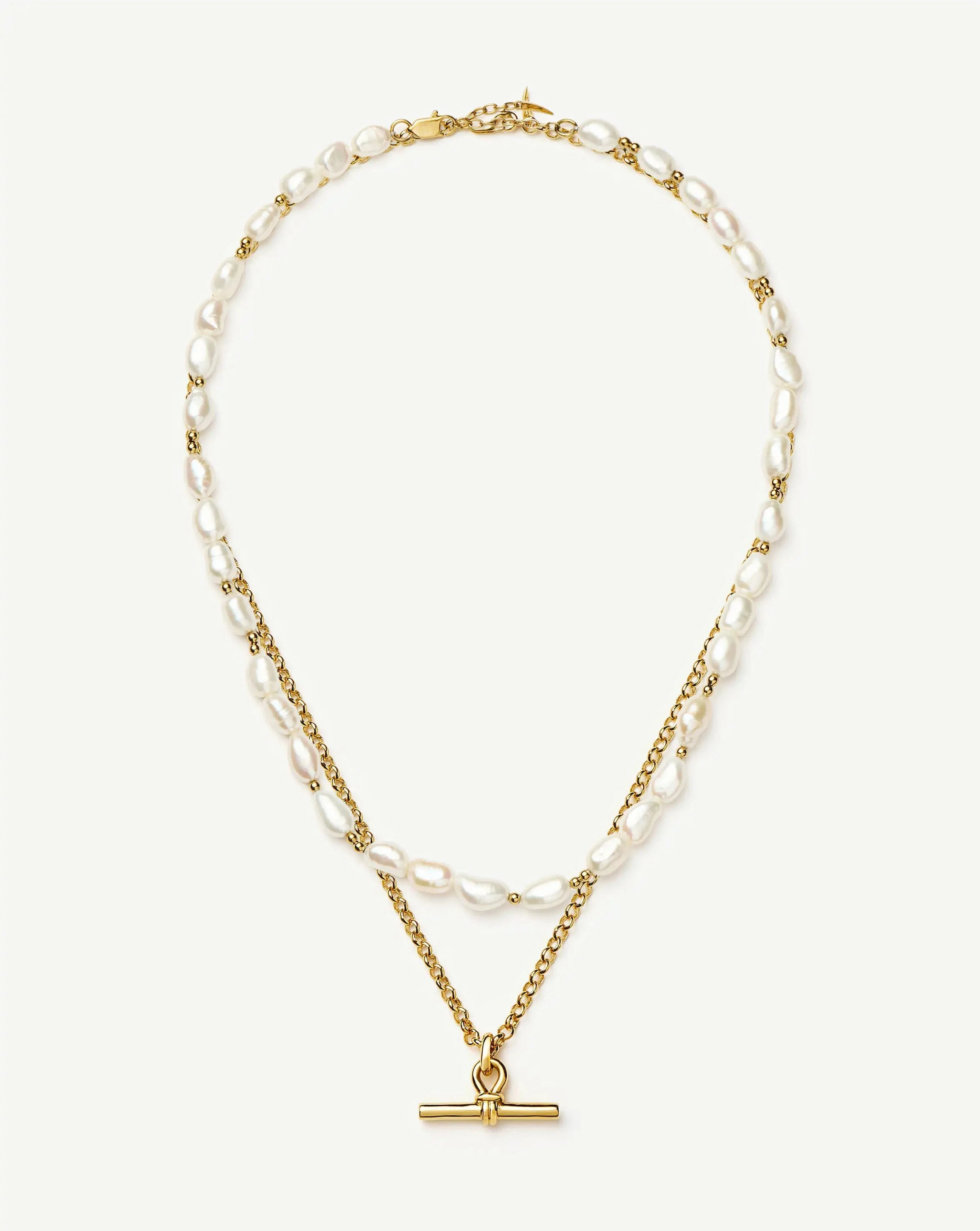 The Andy T-Bar Necklace Set | 18ct Gold Plated/Pearl Necklaces Missoma 