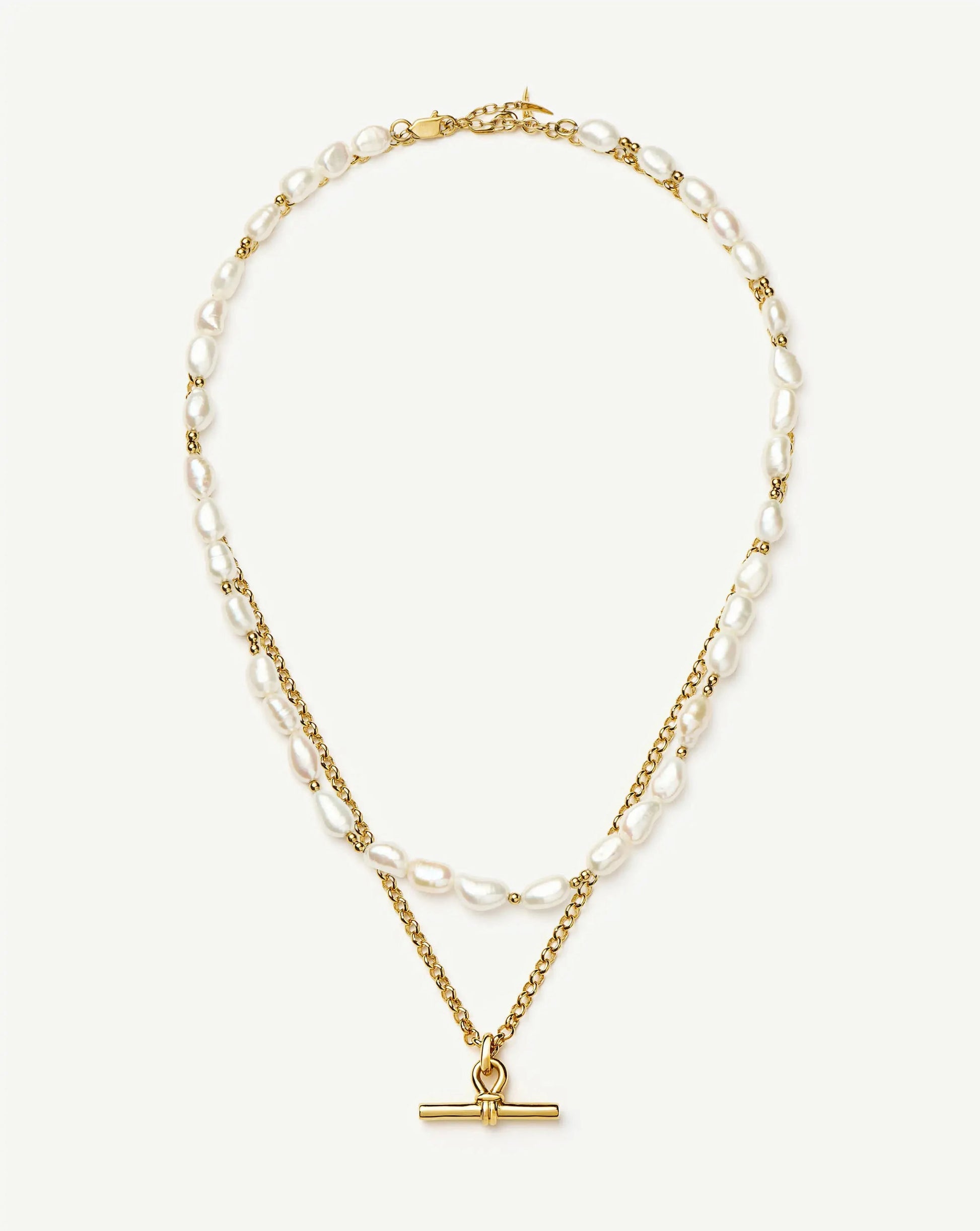 The Andy T-Bar Necklace Set | 18ct Gold Plated/Pearl Necklaces Missoma 