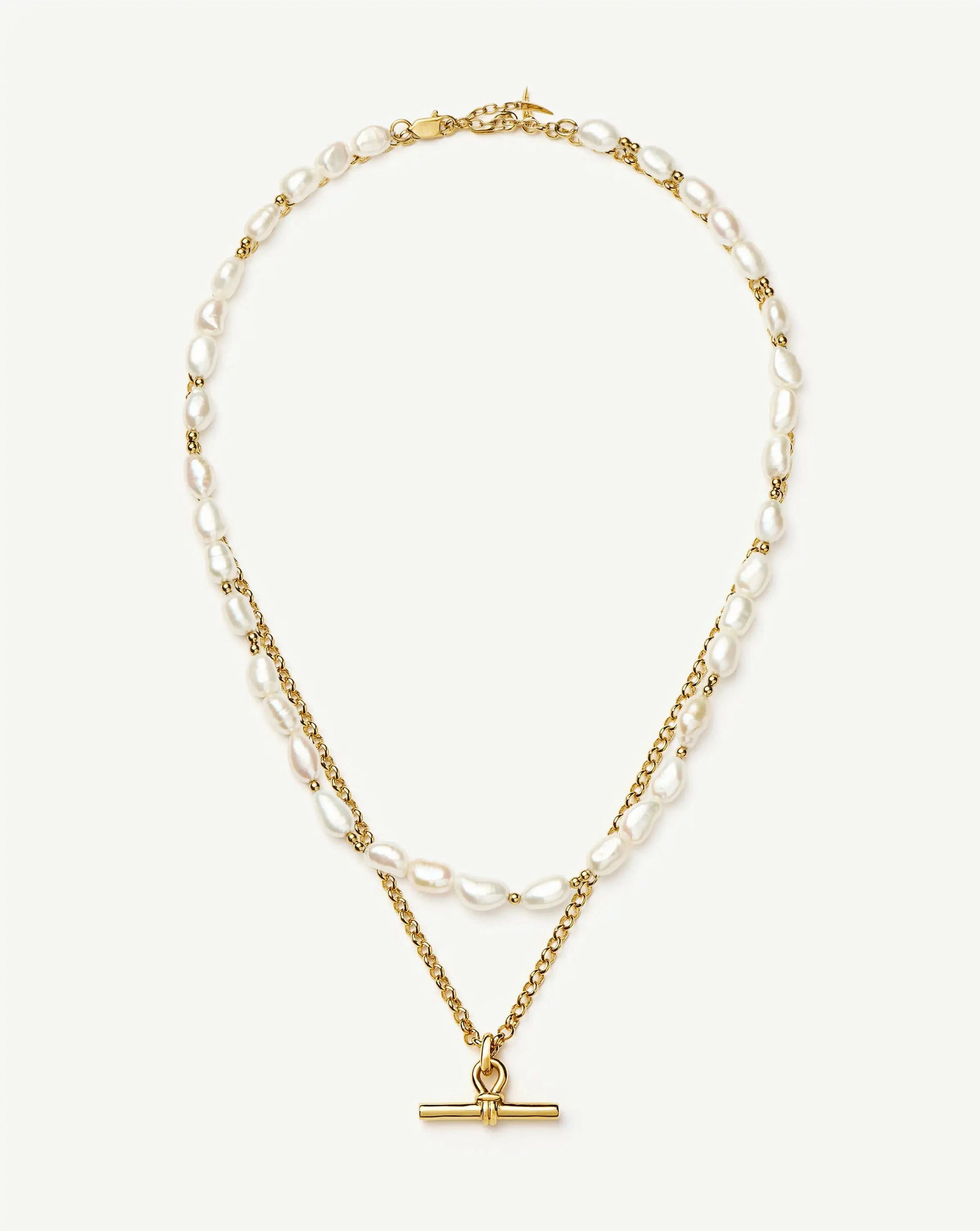 The Andy T-Bar Necklace Set | 18ct Gold Plated/Pearl Necklaces Missoma 