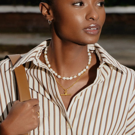 The Andy T-Bar Necklace Set | 18ct Gold Plated/Pearl Necklaces Missoma 