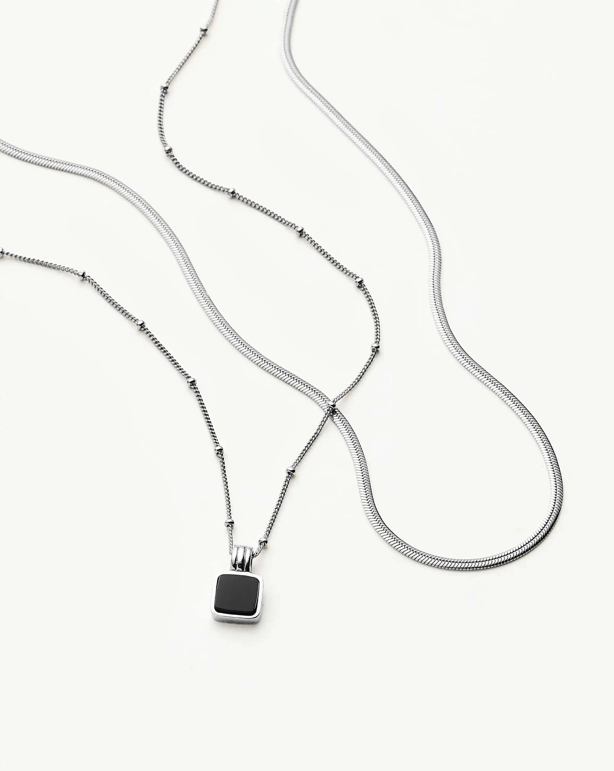 The Black Onyx Necklace Set | Sterling Silver, Silver Plated Necklace Sets Missoma 