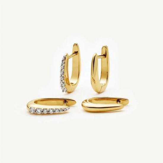 The Daily Huggie Set | Gold/Cubic Zirconia Earring Sets Missoma 