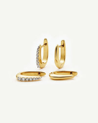 The Daily Huggie Set | Gold/Cubic Zirconia Earring Sets Missoma 