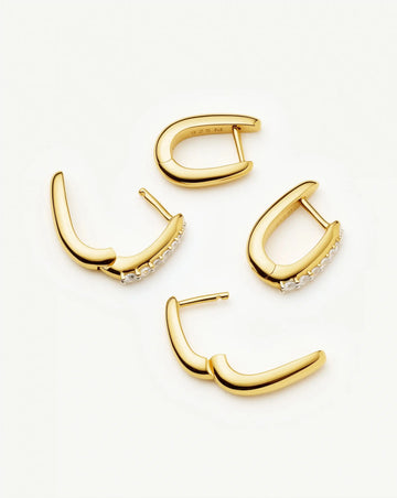 The Daily Huggie Set | Gold/Cubic Zirconia Earring Sets Missoma 