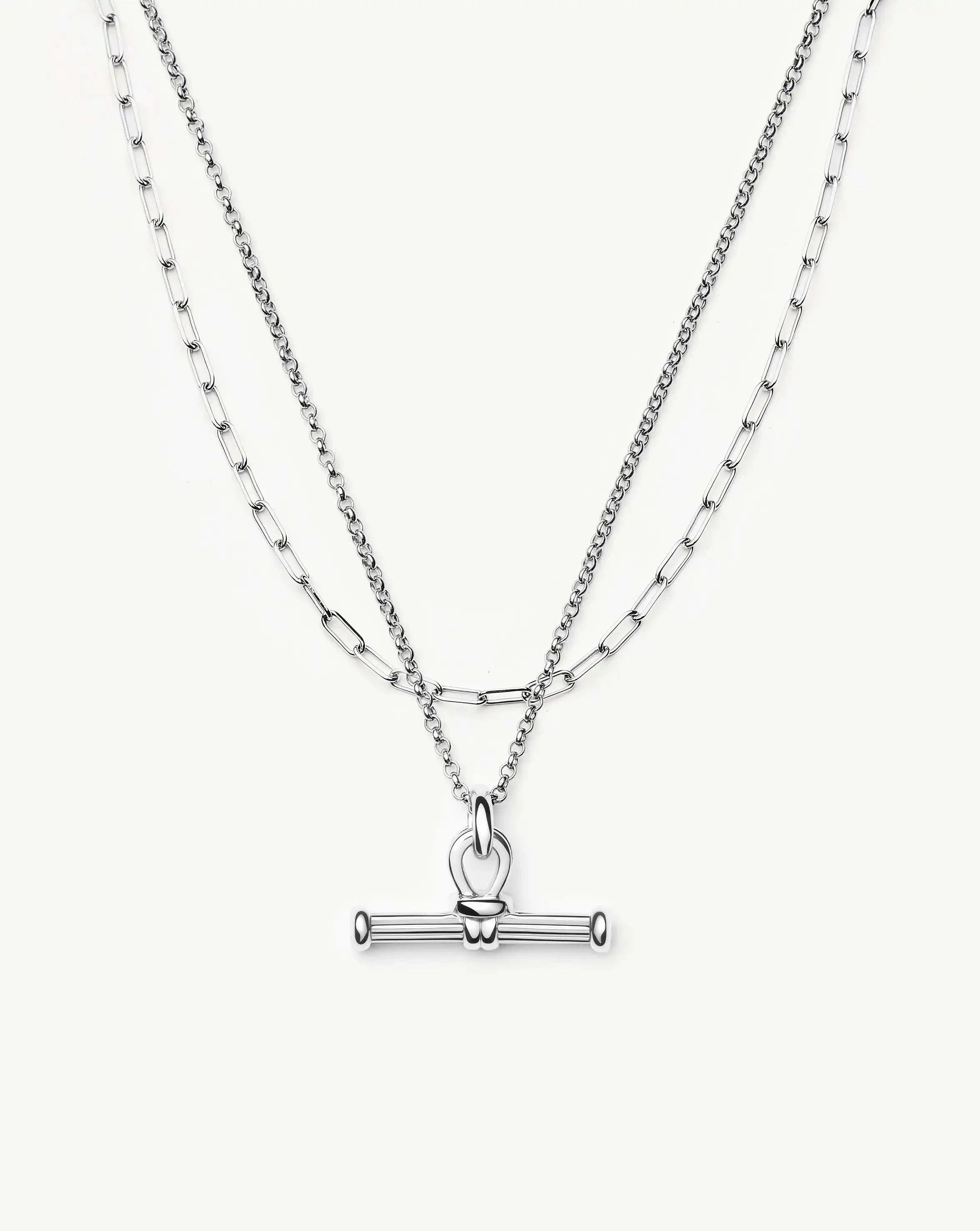 The Founder T-bar Necklace Set | Silver Plated Necklace Sets Missoma 