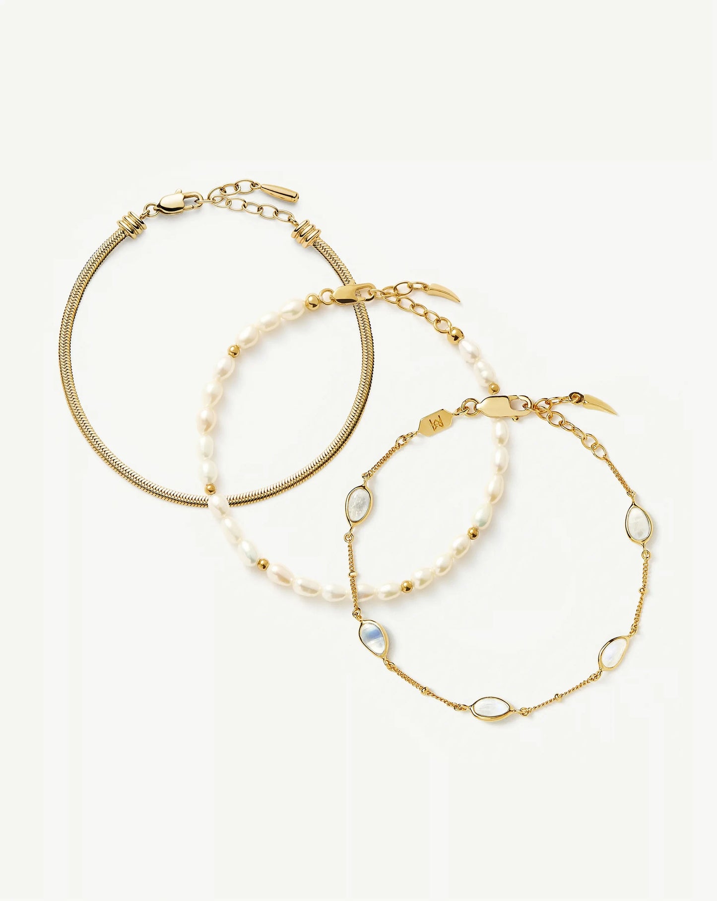The Pearl-fect Trio Bracelet Set | 18ct Gold Plated/Pearl Bracelets Missoma 