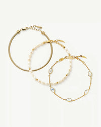 The Pearl-fect Trio Bracelet Set | 18ct Gold Plated/Pearl Bracelets Missoma 