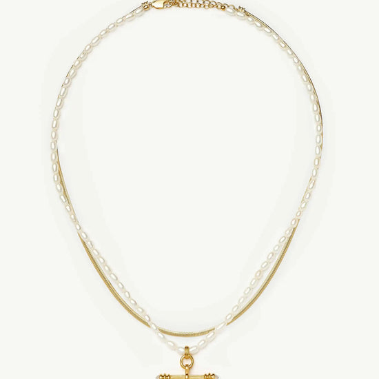 The Pearly T-bar Necklace Set | 18ct Gold Plated/Pearl Necklace Sets Missoma 