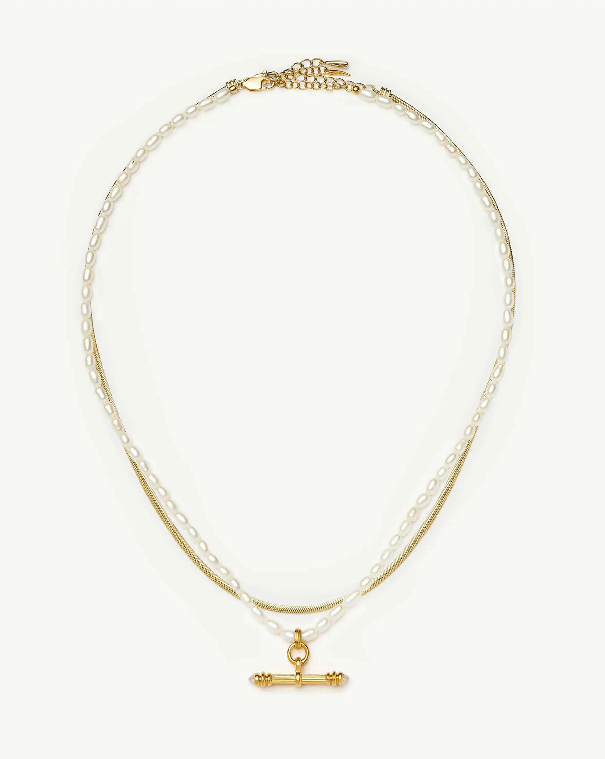 The Pearly T-bar Necklace Set | 18ct Gold Plated/Pearl Necklace Sets Missoma 