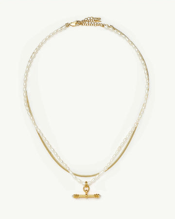 The Pearly T-bar Necklace Set | 18ct Gold Plated/Pearl Necklace Sets Missoma 