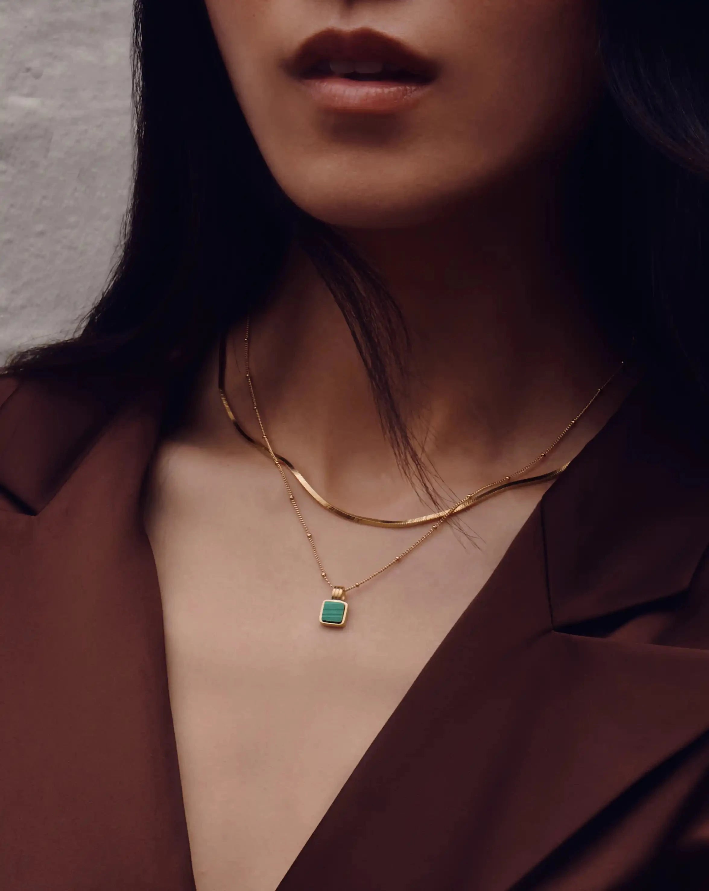 The Signature Gemstone Necklace Set | 18ct Gold Vermeil/Malachite Necklaces Missoma 