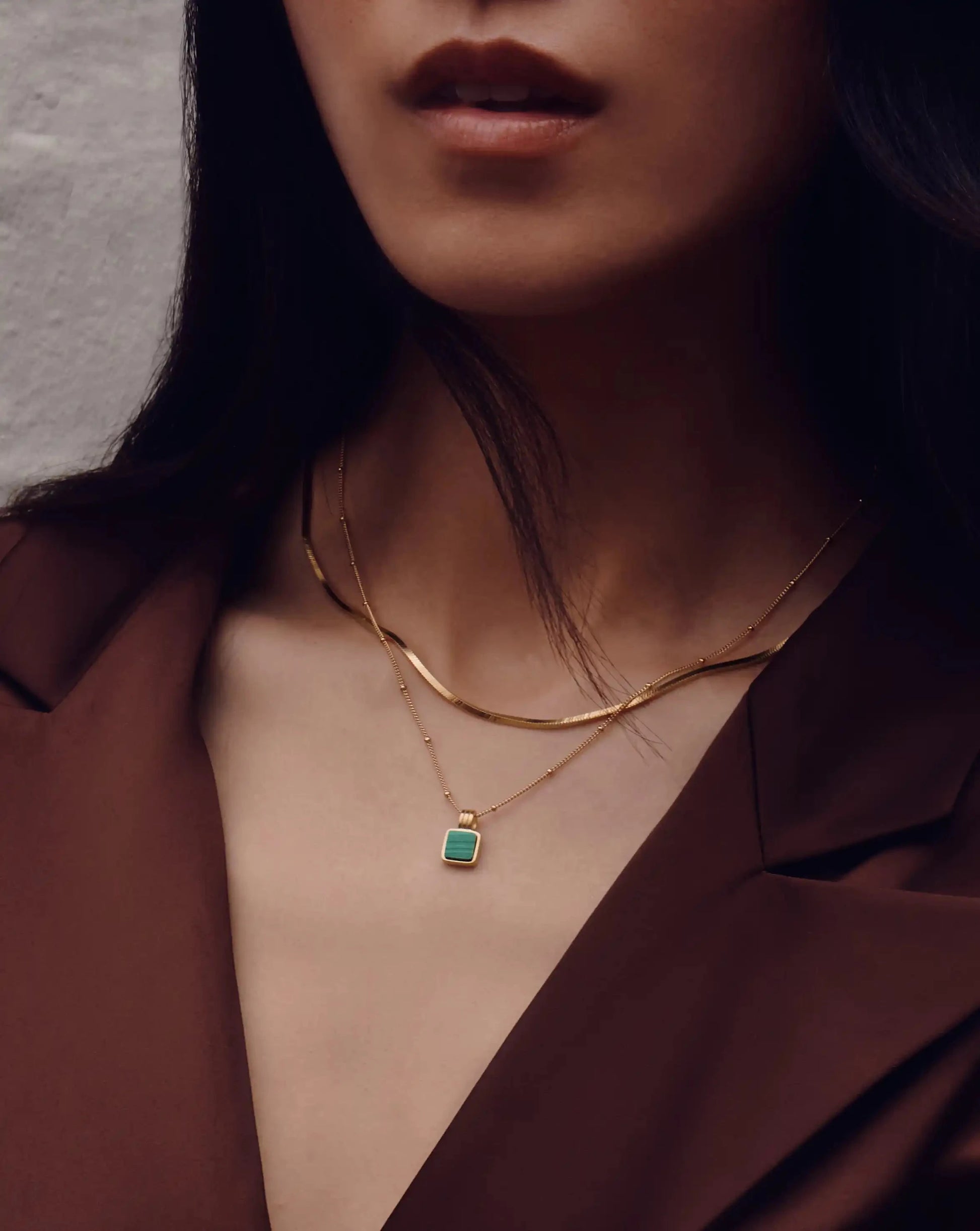 The Signature Gemstone Necklace Set | 18ct Gold Vermeil/Malachite Necklaces Missoma 
