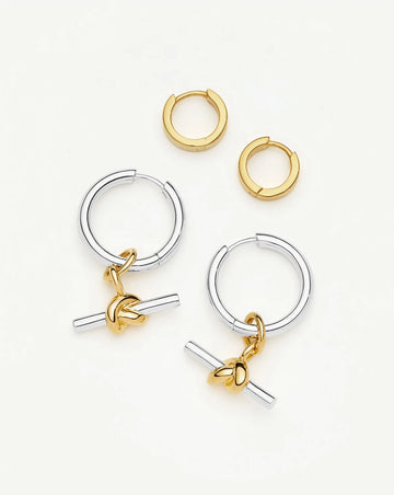 The T-Bar Earring Set | 18ct Gold Plated, Silver Plating on Brass Earrings Set Missoma 