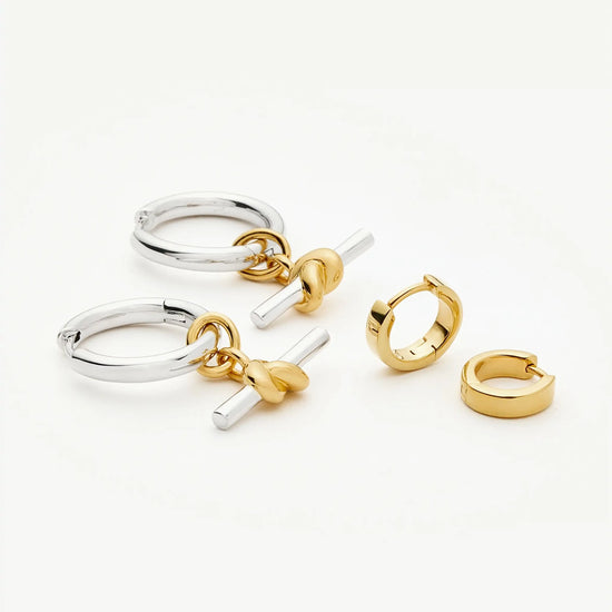 The T-Bar Earring Set | 18ct Gold Plated, Silver Plating on Brass Earrings Set Missoma 