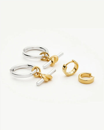 The T-Bar Earring Set | 18ct Gold Plated, Silver Plating on Brass Earrings Set Missoma 