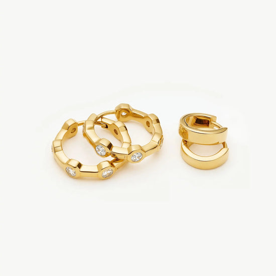 The Tennis Hoop Set | 18ct Gold Plated/Cubic Zirconia Earrings Set Missoma 