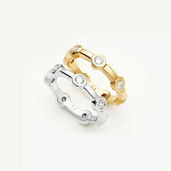 The Tennis Stacking Ring Set | 18ct Gold Plated, Silver Plated Rings Set Missoma 