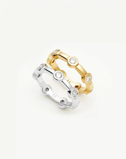 The Tennis Stacking Ring Set | 18ct Gold Plated, Silver Plated Rings Set Missoma 
