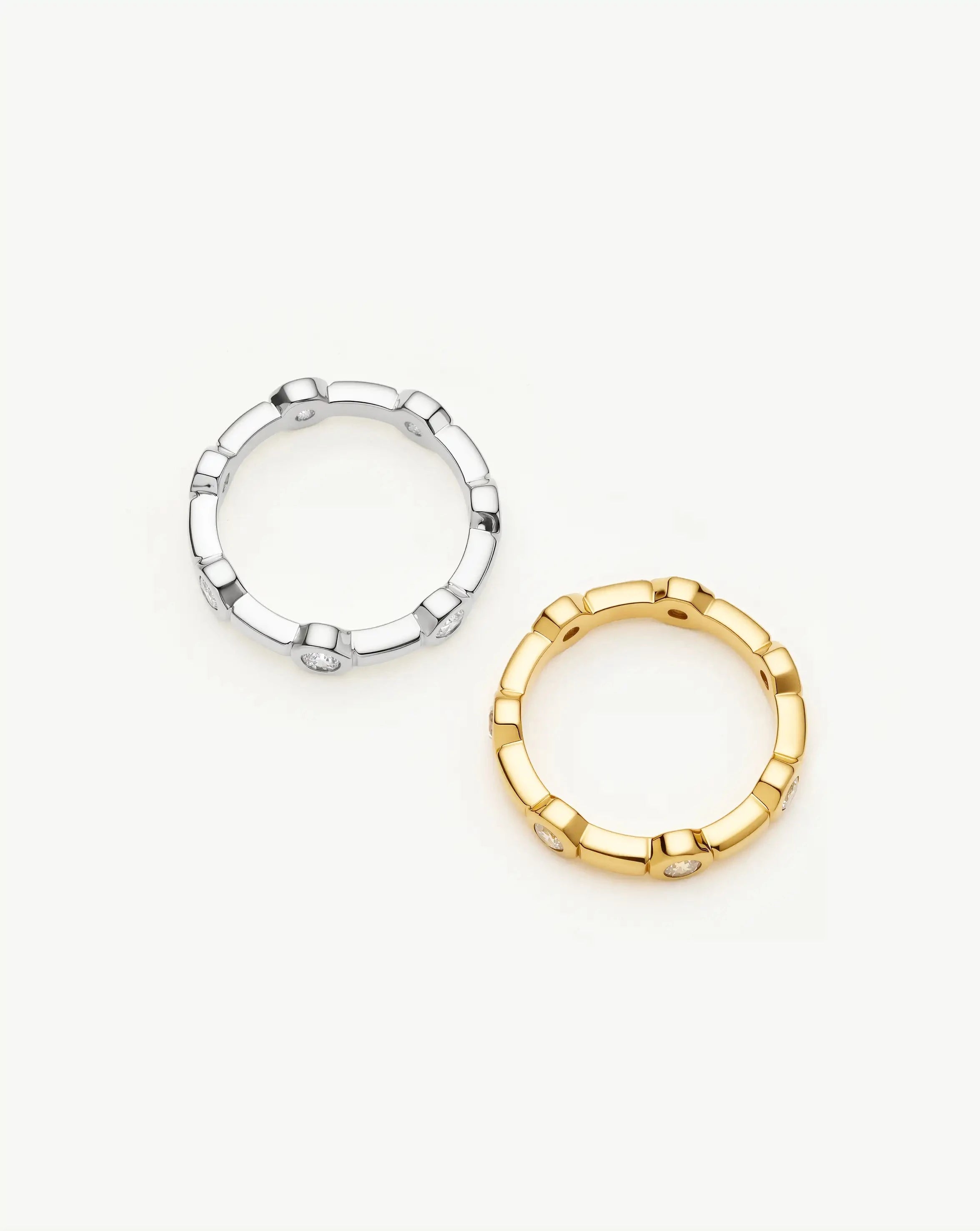 The Tennis Stacking Ring Set | 18ct Gold Plated, Silver Plated Rings Set Missoma 