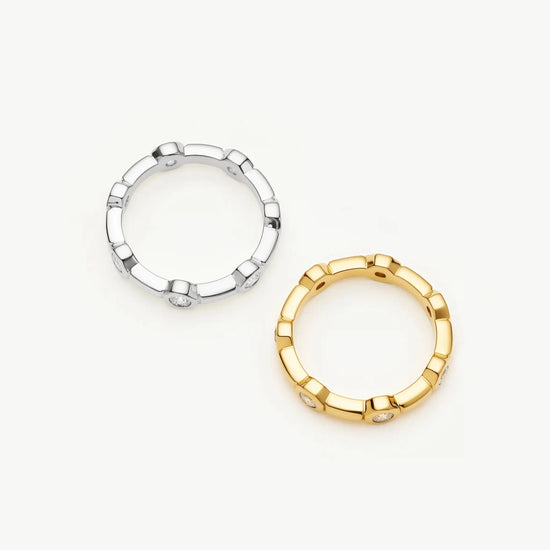 The Tennis Stacking Ring Set | 18ct Gold Plated, Silver Plated Rings Set Missoma 