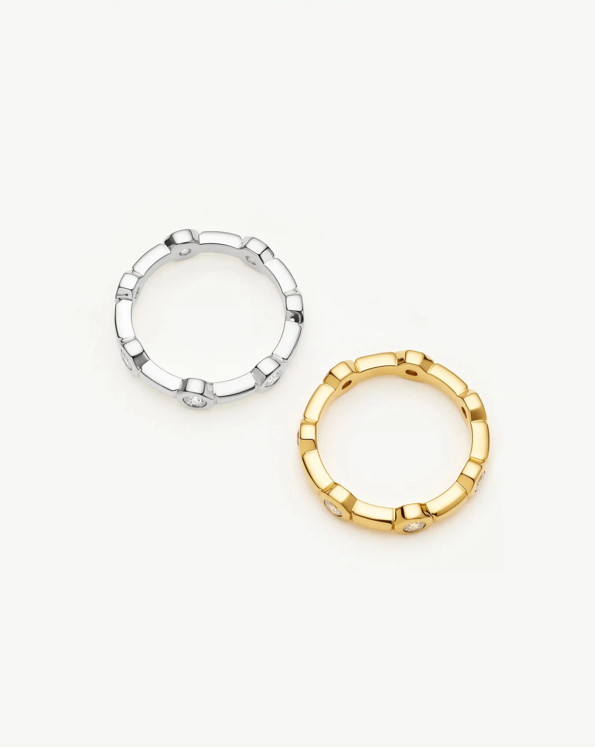 The Tennis Stacking Ring Set | 18ct Gold Plated, Silver Plated Rings Set Missoma 