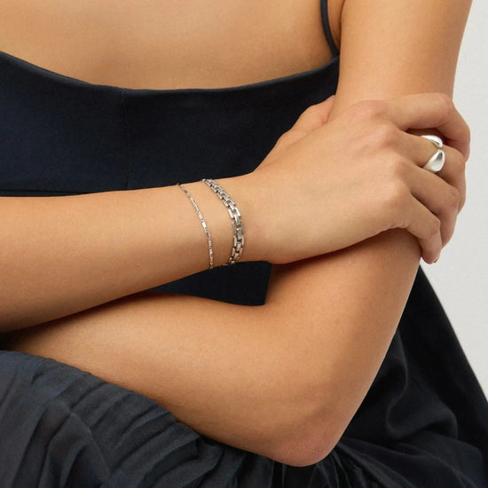 The Timeless Bracelet Set | Sterling Silver/Platinum Plated Bracelets Missoma 